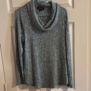 BCX Gray Ribbed Cowl Neck Top